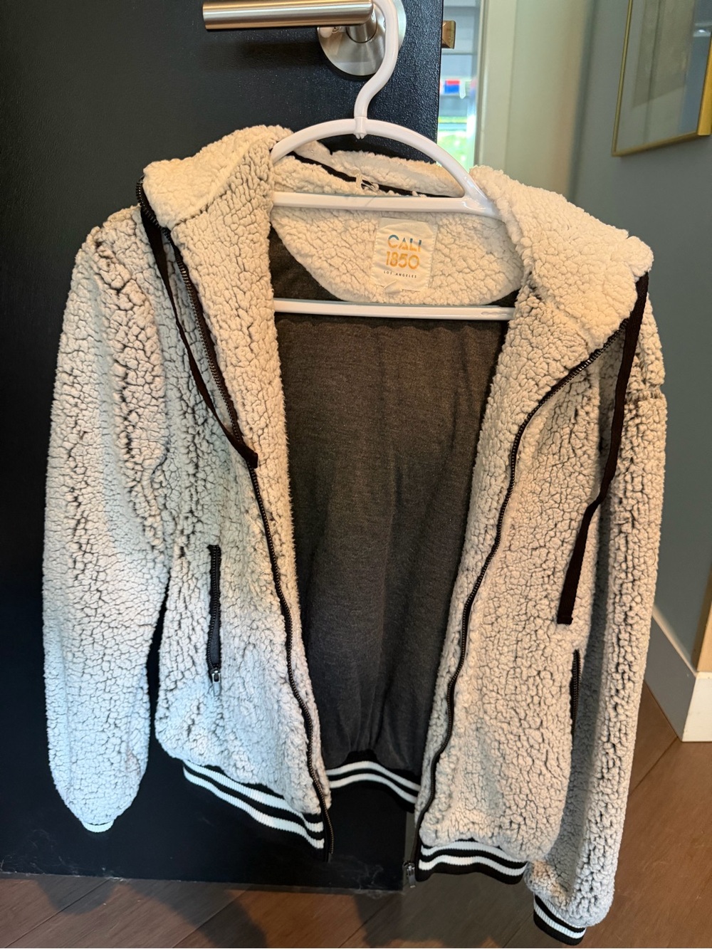 Cream Sherpa Zip-Up Hoodie Jacket